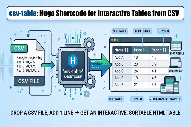 Hugo Shortcode for Tables from CSV Files